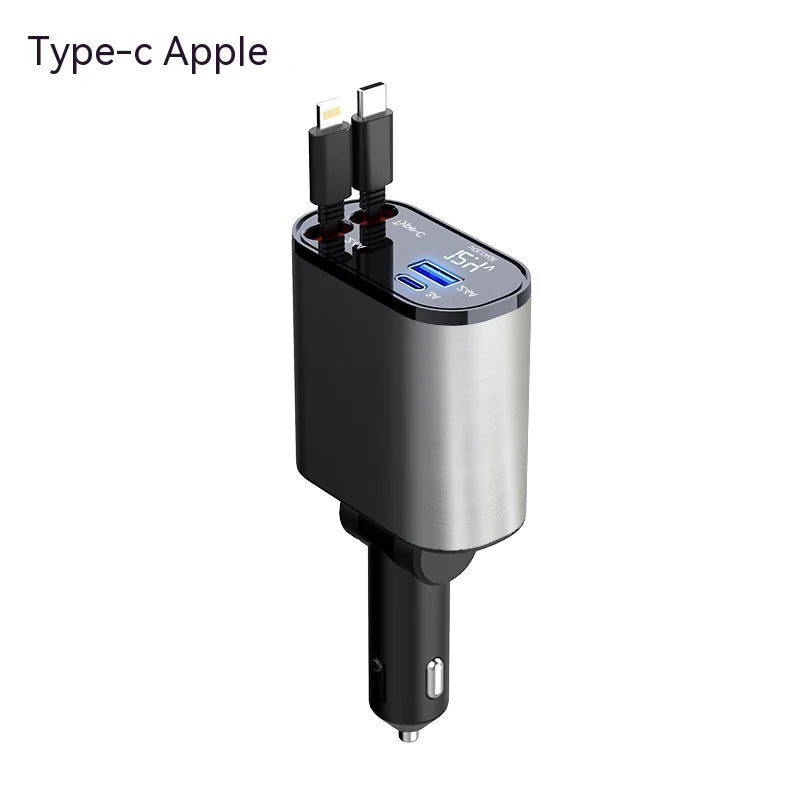 Retractable Car Charger 4 in 1 Fast Charging