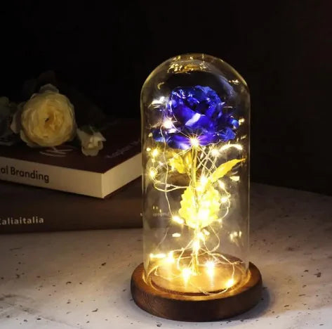 Enchanted Forever Rose Flower in Glass LED Light Christmas Decoration